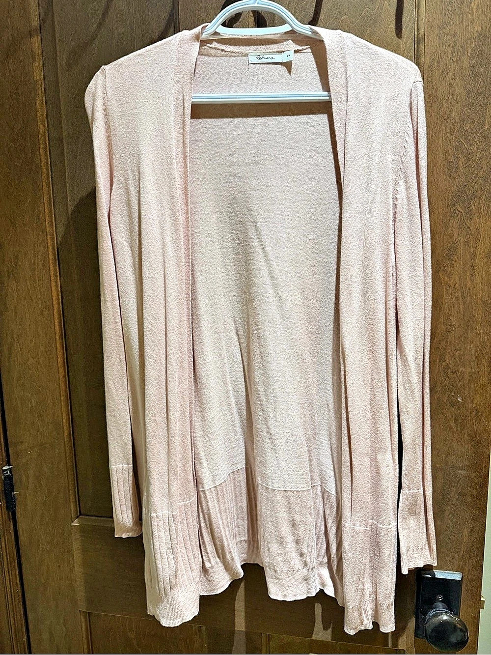 Reitmans Open Front Long Sleeve Cardigan in Pink Size S/P Like New